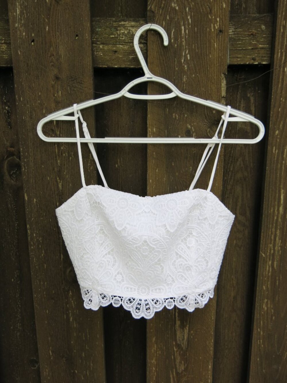 Abercrombie & Fitch Ultra Cropped White Lace Square Neck Bohemian Party Top Sz.M - Picture 2 of 9